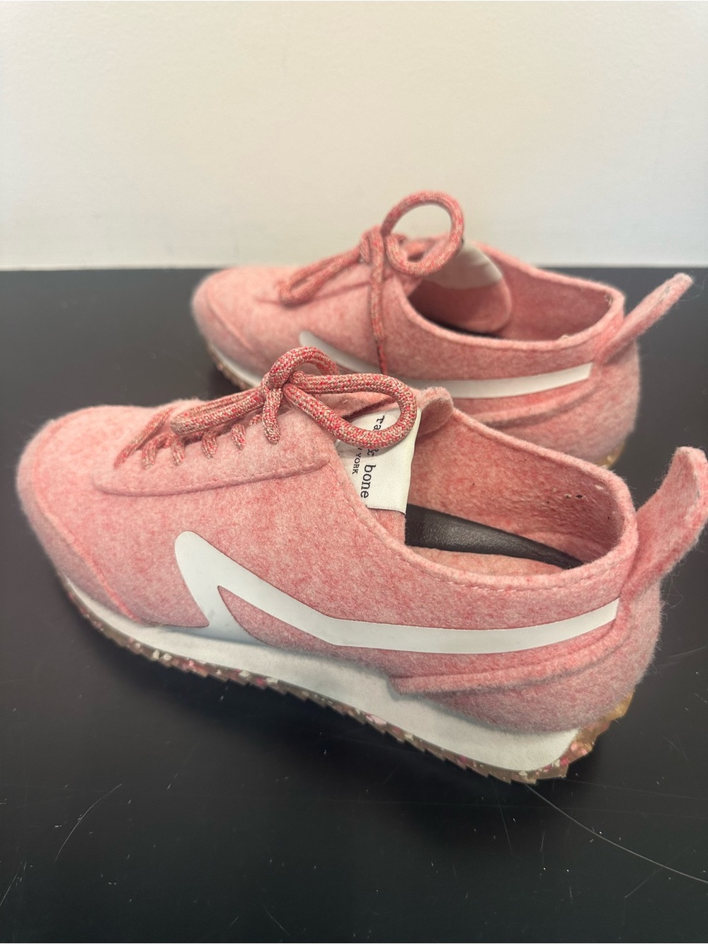 rag & bone Pink Felt Lace-Up Sneakers with White Side Accent